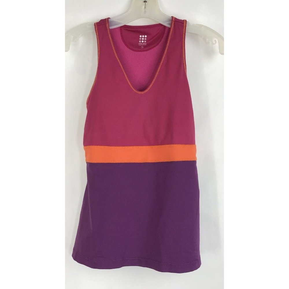 Womens Title Nine Tank Top Small S Pink Purple Orange Built in Bra Racerback